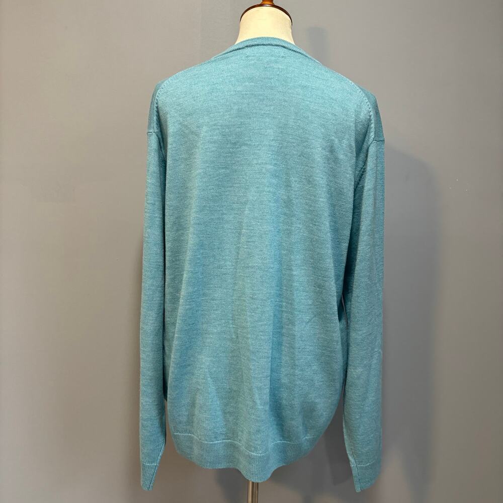 Turnbury Blue Fine Merino Wool V-Neck Pullover Sweater easter golf, Men's Large - Picture 3 of 6